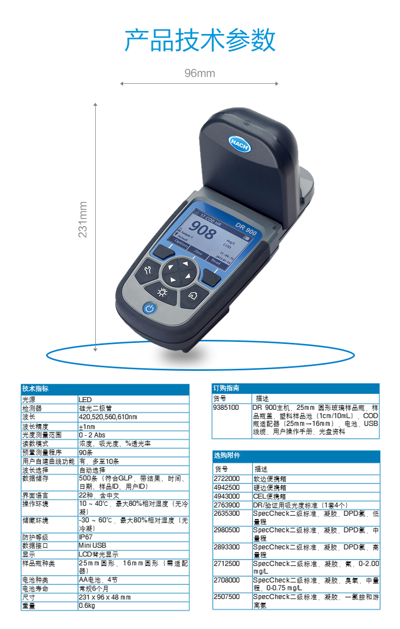 进口便携式多参数水质测定仪-哈希dr900